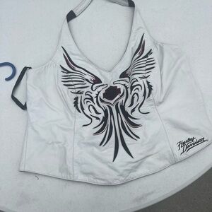 Harley-Davidson White and Black Leather Halter